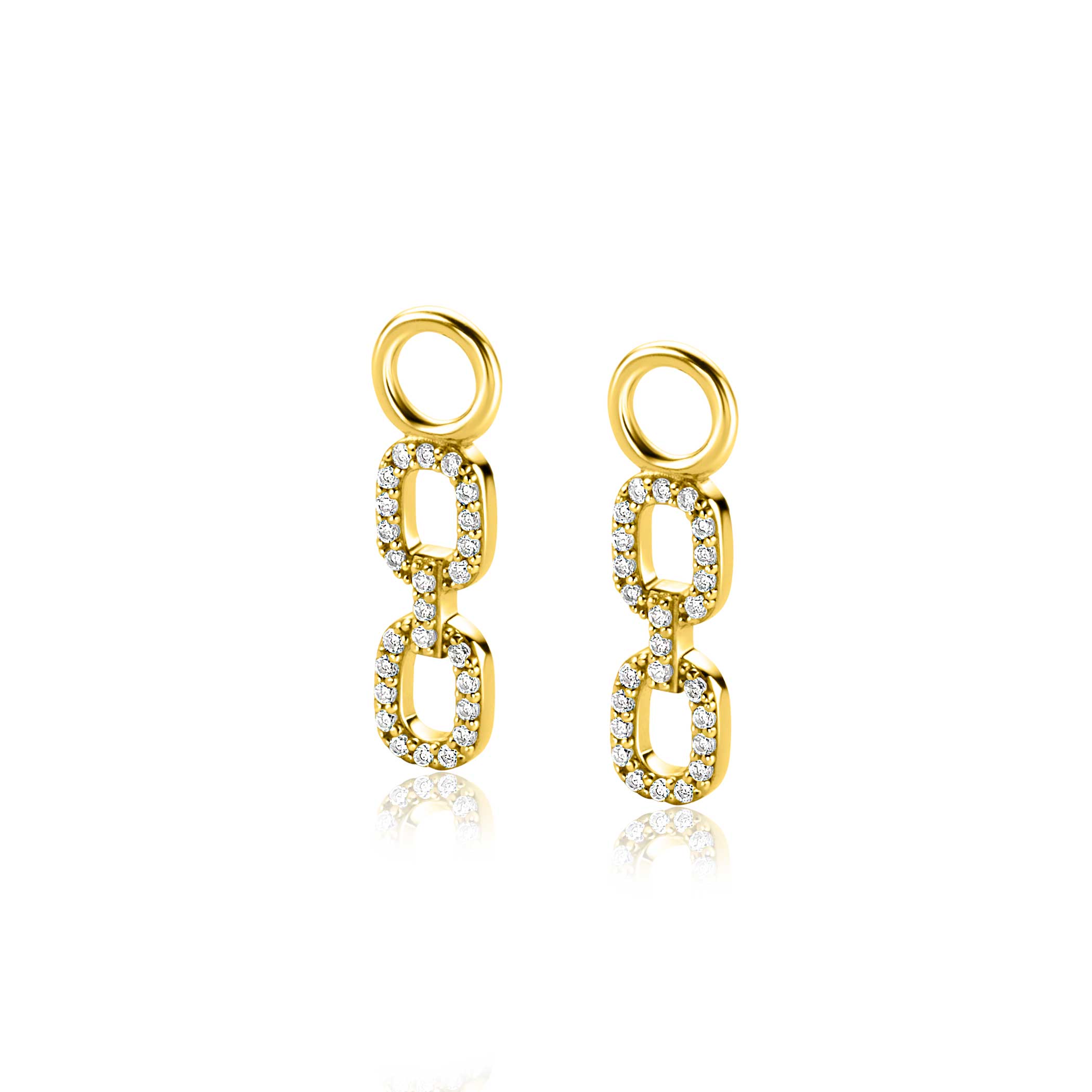 ZINZI Verguld Zilveren Oorbedels 19mm wit - ZICH2552Y