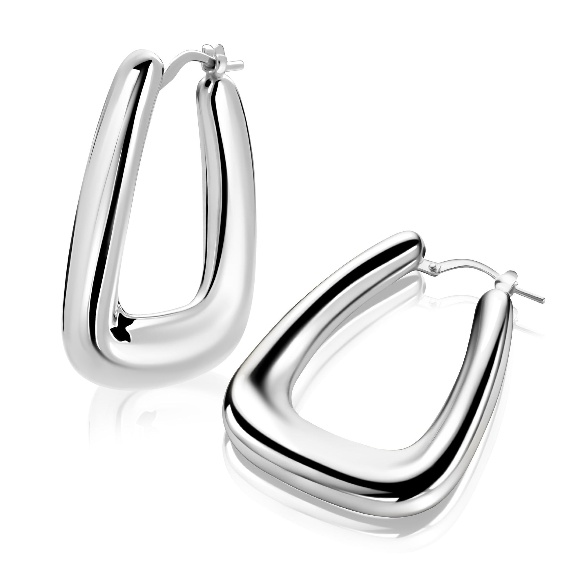 ZINZI zilveren oorringen met brede buis en rechthoekig model, handige bovensluiting 33mm ZIO2748 - PansiteNederland.nl