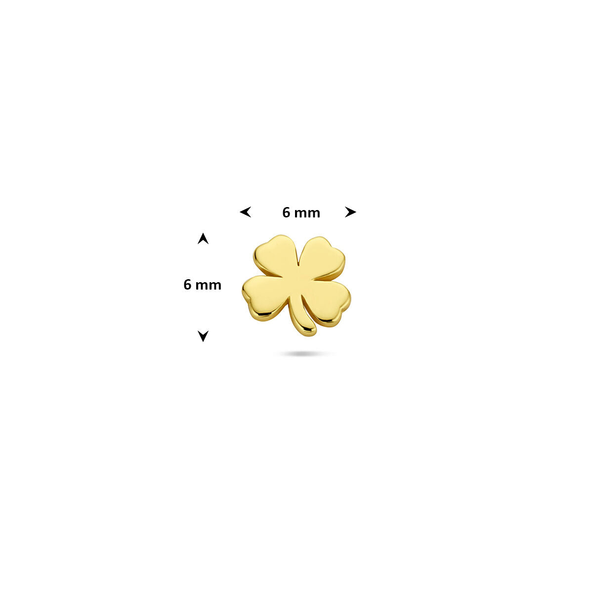 Fantasy Collection Flat back piercing klavertje 6 mm 1 micron zilver verguld