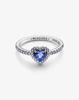 Pandora Hart Ring 198421C05 – Zilveren Ring met Blauwe Kristal