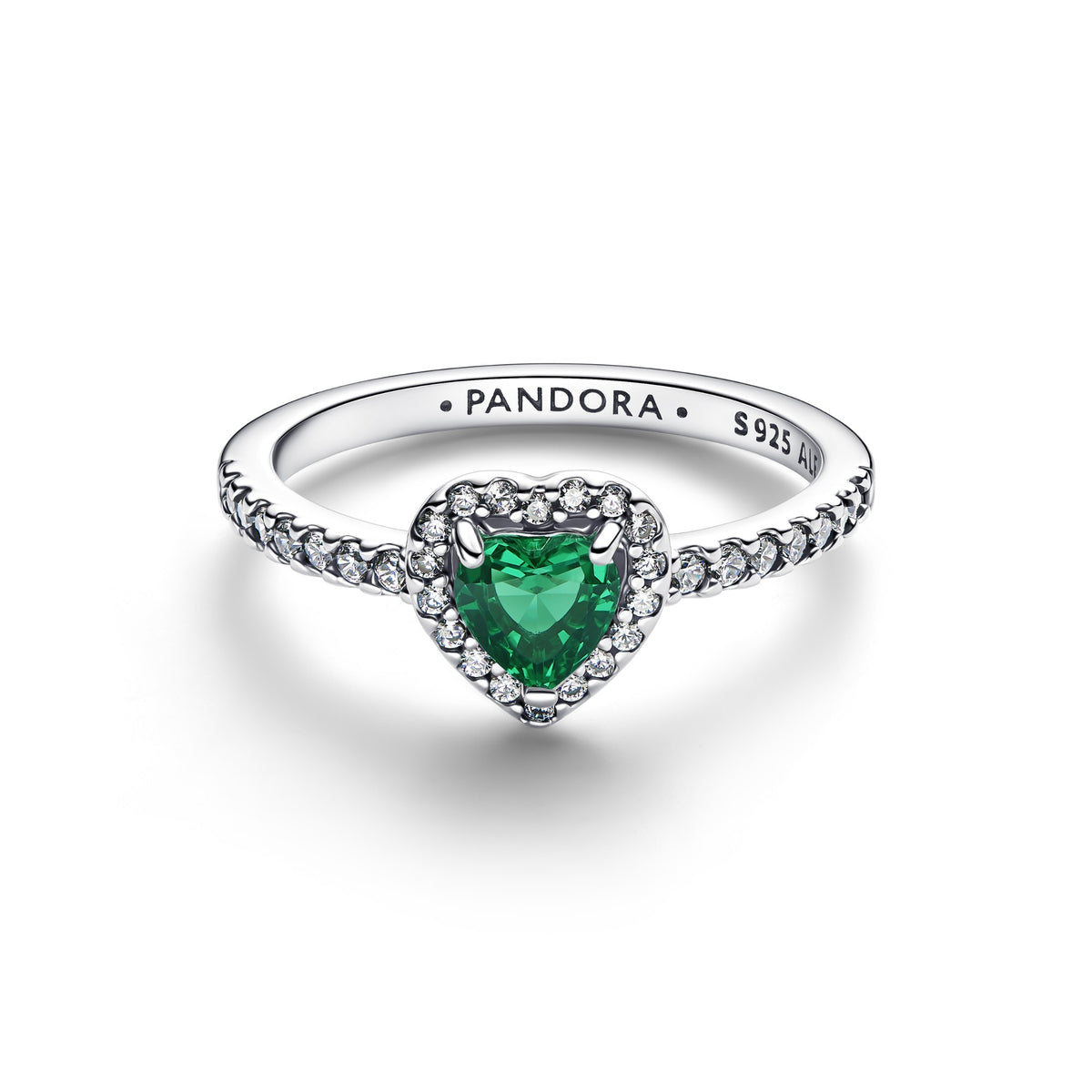 Pandora Verhoogd Koninklijk Groen Hartring zilver 198421C07