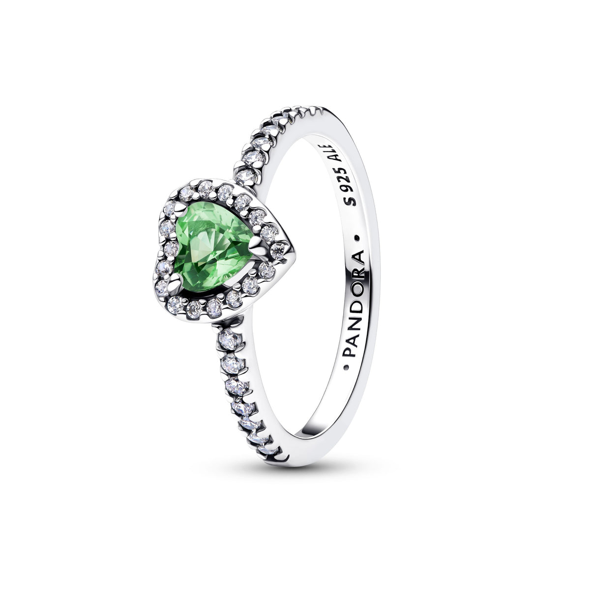 Pandora Verhoogd Mintgroen Hartring zilver