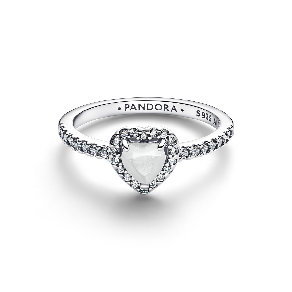 Pandora Verhoogd Wit Hartring zilver 198421C11