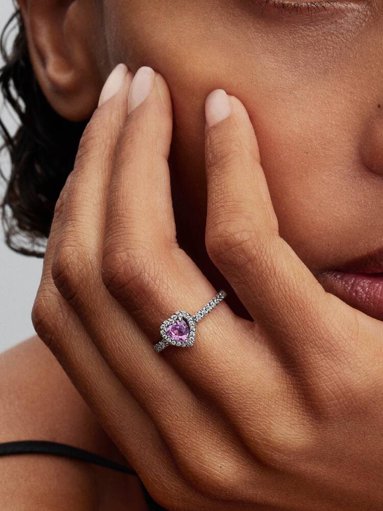 Pandora Verhoogd Lichtpaars Hart Ring zilver - 198421C12