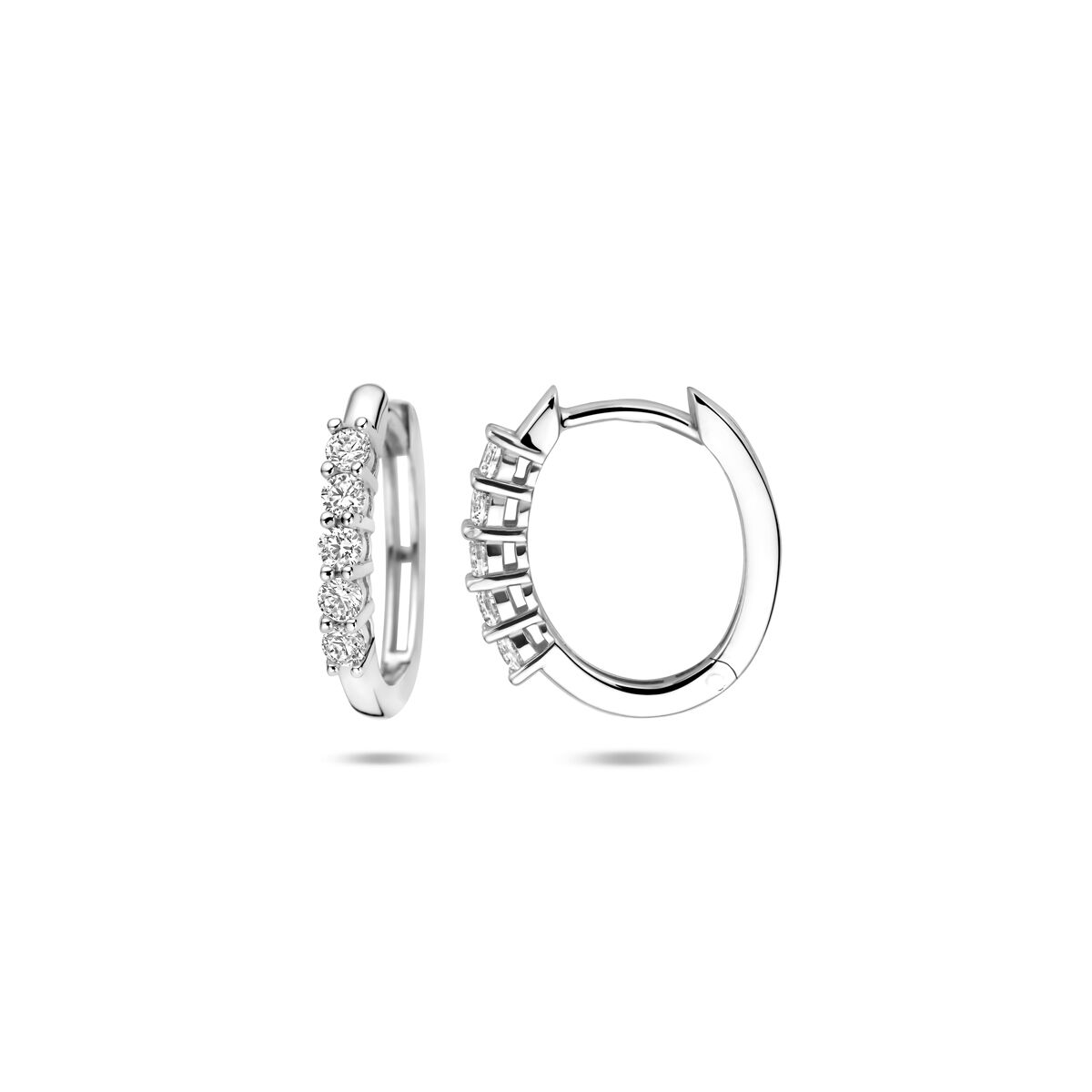 Zilveren gerhodineerde klapoorringen zirkonia 15 mm - 1341250