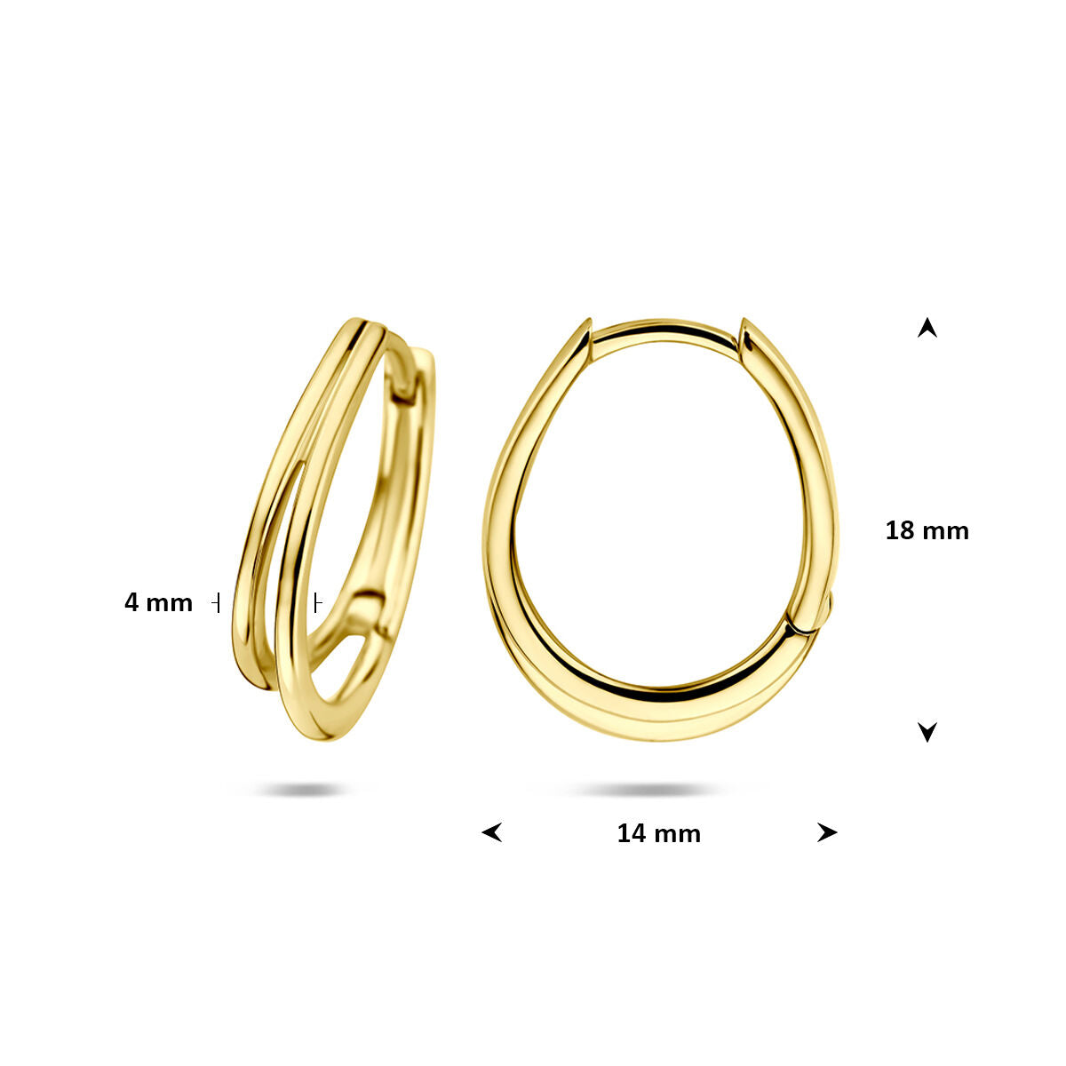 Klapoorringen 14K geelgoud 18 mm