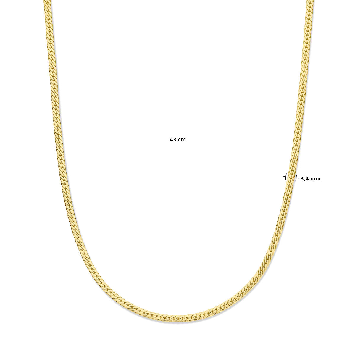 Fantasy Collection Collier gourmette 3,4 mm 43 cm 14K geelgoud
