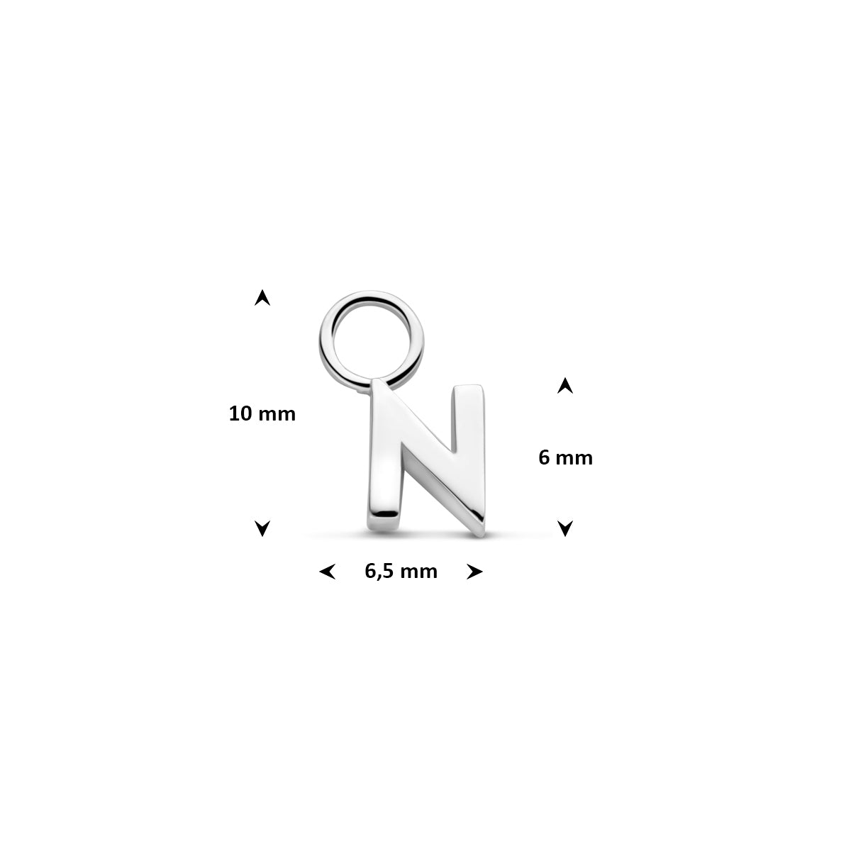 Oorringhanger letter N 6 mm zilver #Letter_N