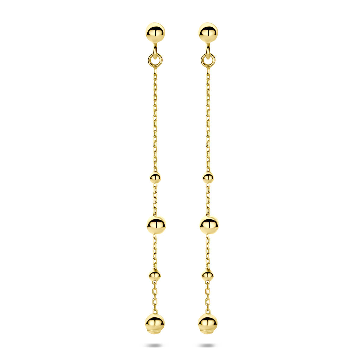 Oorhangers bolletjes 14K geelgoud 47 mm