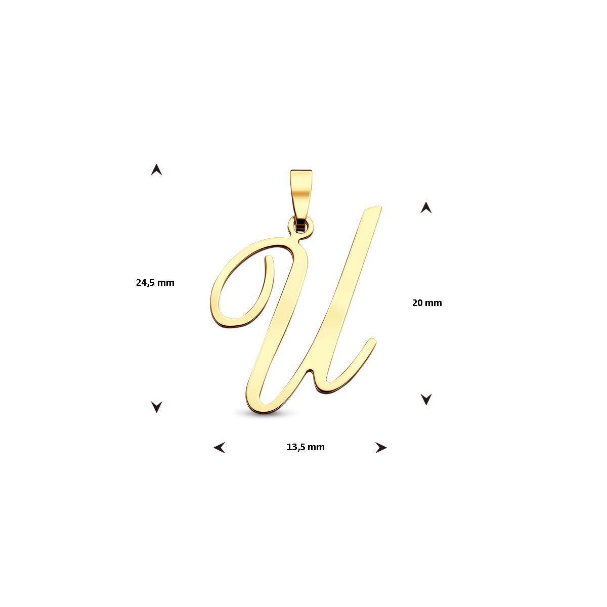 Hanger sierletter U 20 mm 14K geelgoud #Letter_U