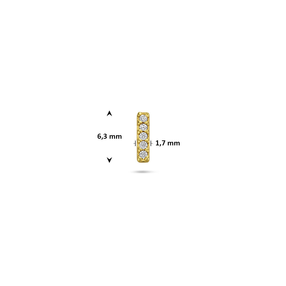 Fantasy Collection Flat back piercing balk zirkonia 6,3 mm 1 micron zilver verguld