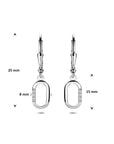 Zilveren gerhodineerde oorhangers zirkonia brisur haak 25 mm - 1341828