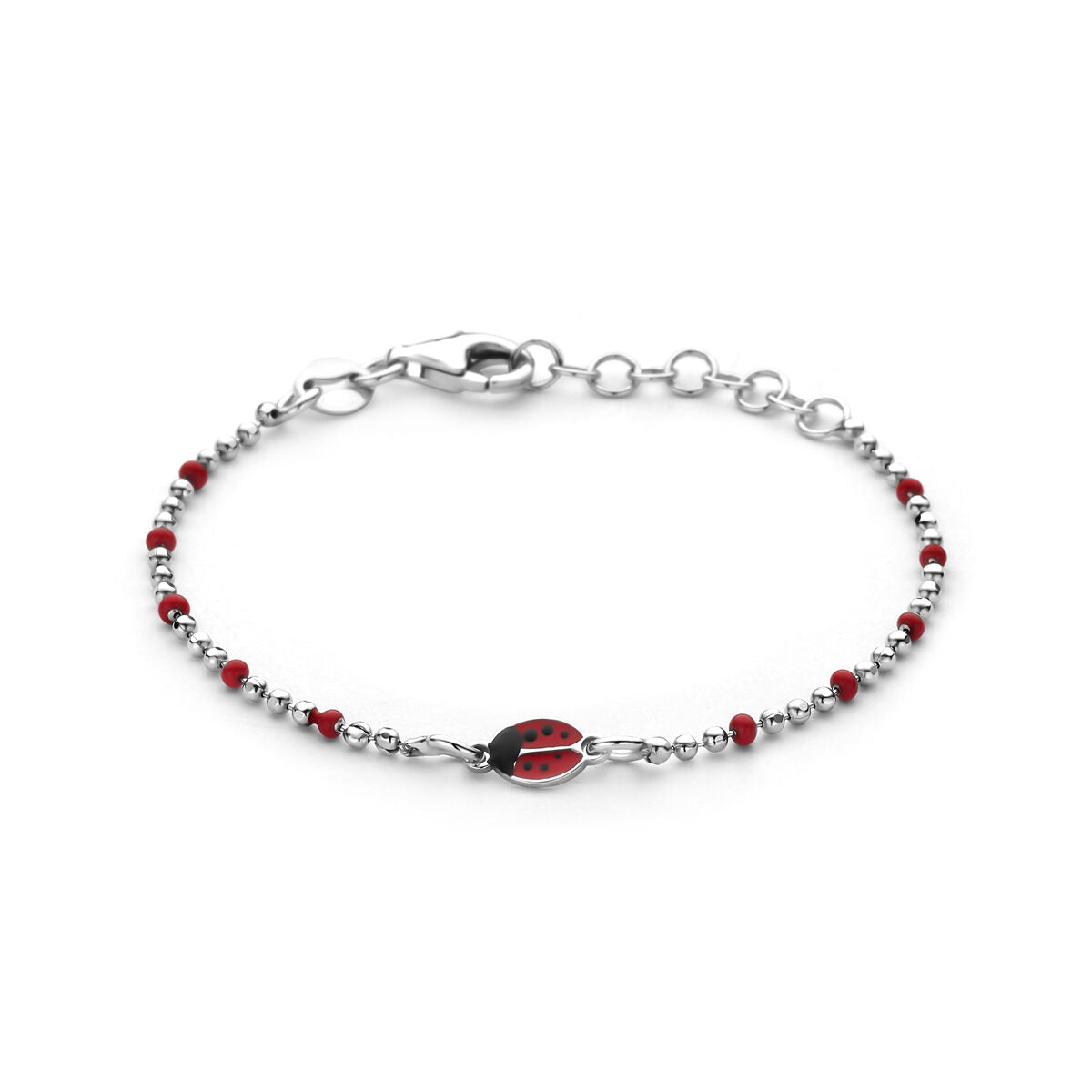 Fantasy Collection Armband emaille lieveheersbeestjes 13 + 3 cm zilver
