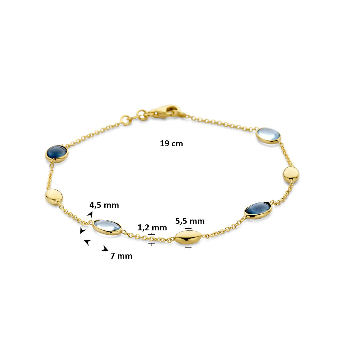 Fantasy Collection Armband sky blue topaas en london blue topaas 19 cm 14K geelgoud