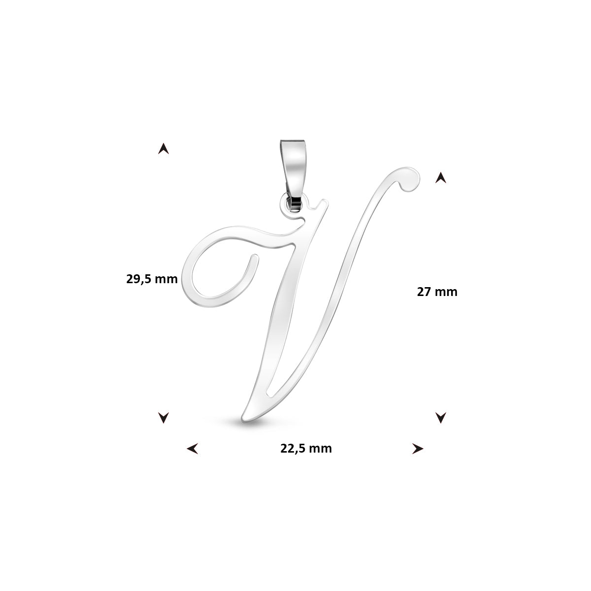 Hanger sierletter V 27 mm zilver #Letter_V