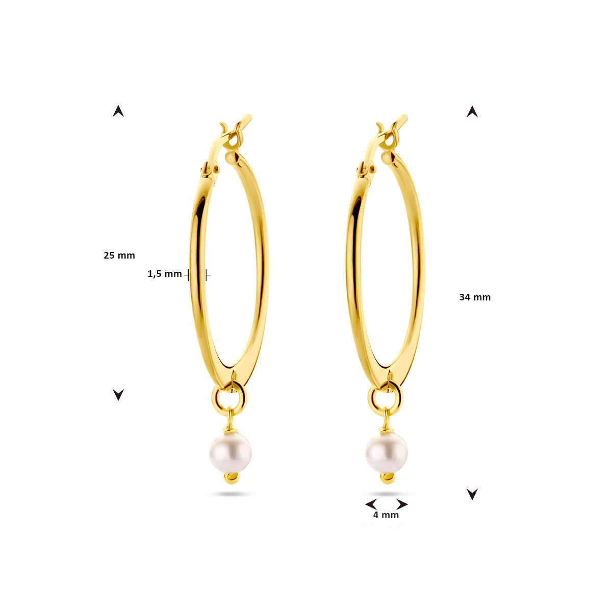 Fantasy Collection Hangende oorbellen synth. parel 1 micron zilver verguld
