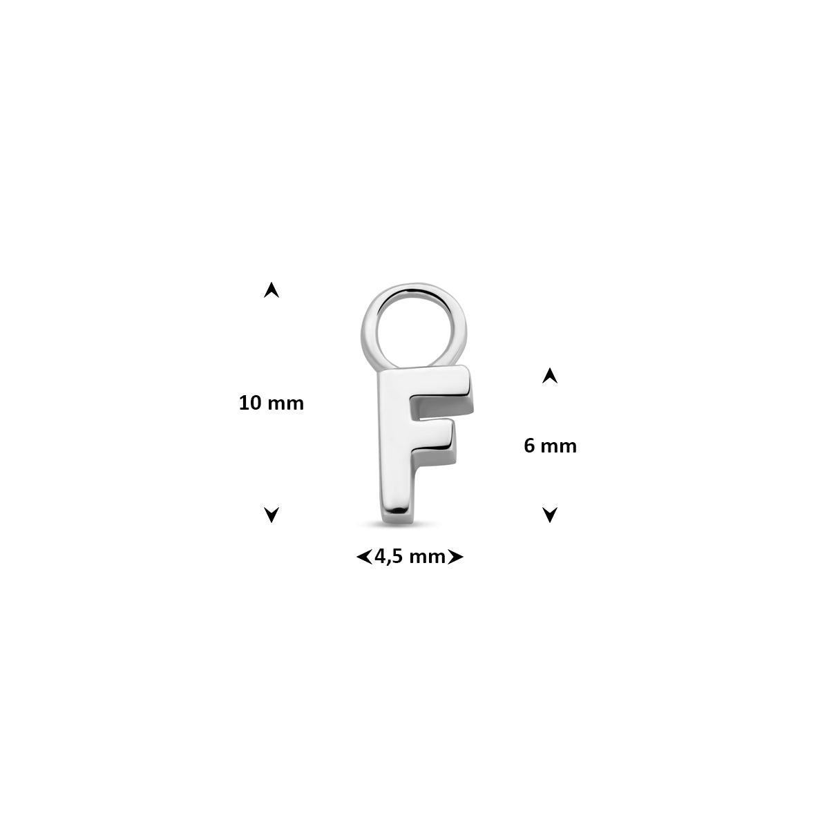 Oorringhanger letter F 6 mm zilver #Letter_F