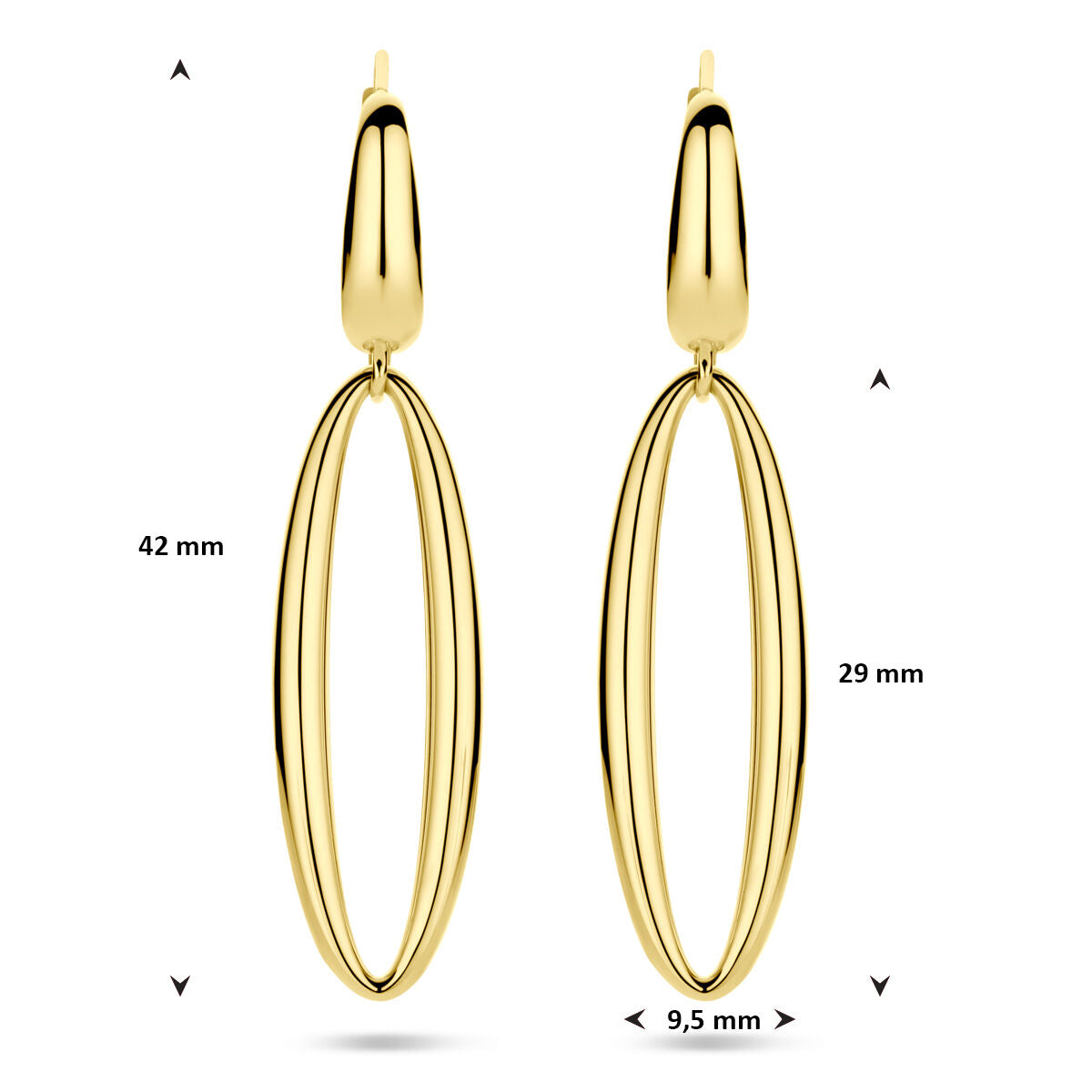 Fantasy Collection Hangende oorbellen schakel 42 mm 14K geelgoud