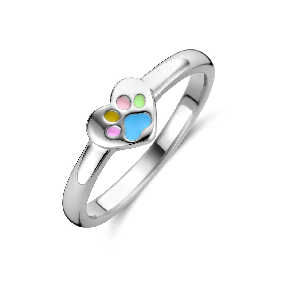 Fantasy Collection Ring emaille hartje hondenpoten zilver