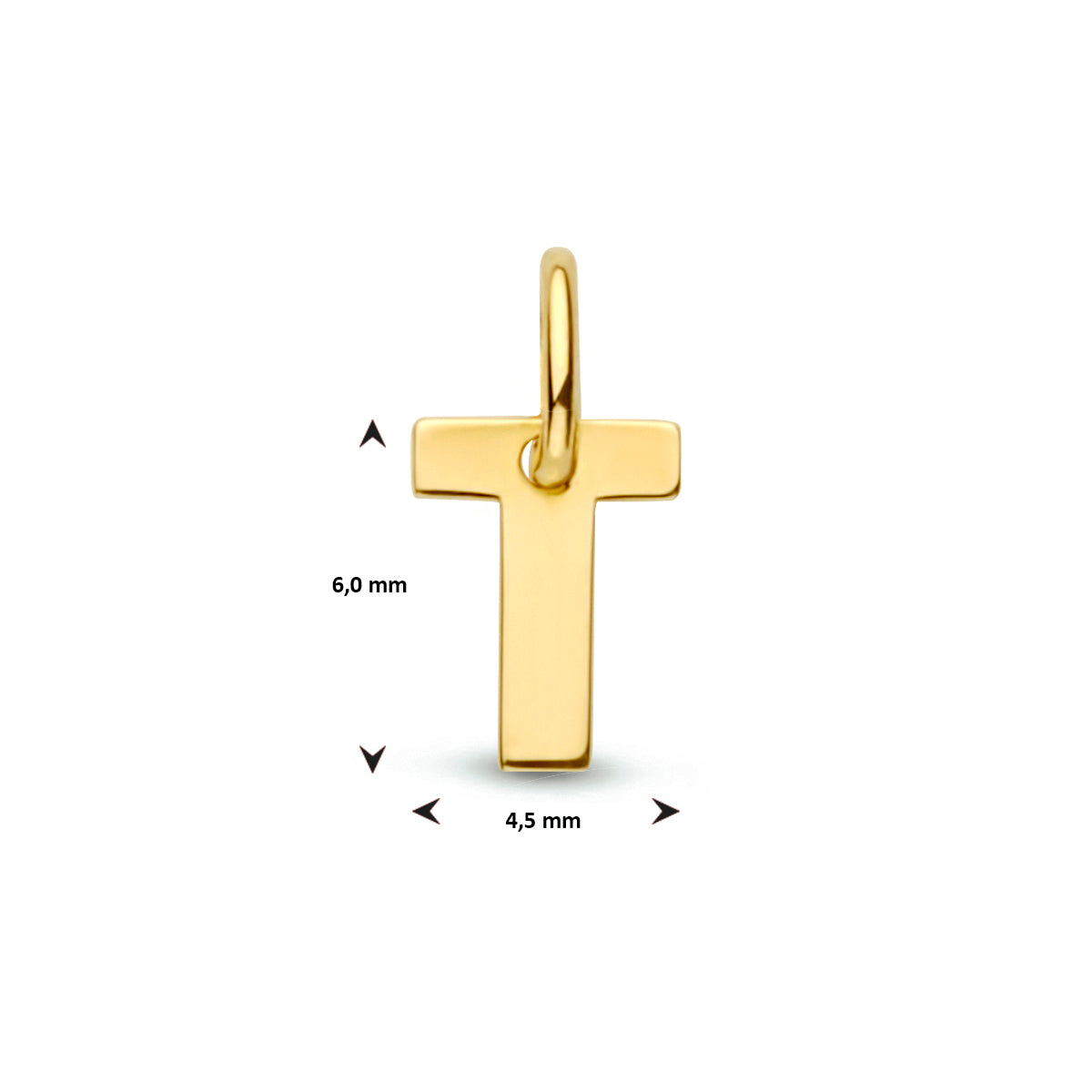 Hanger letter T 9K geelgoud #Letter_T