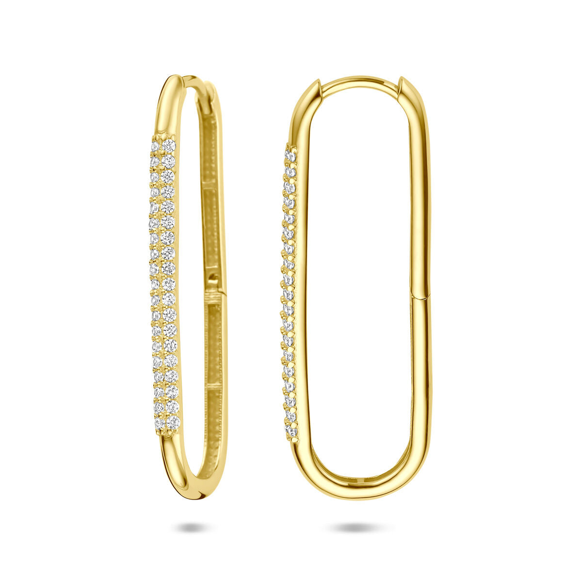 14K geelgouden klapoorringen zirkonia 34 mm - 4034348