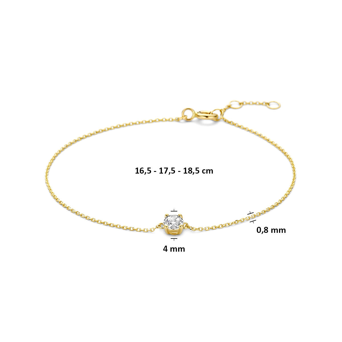 Fantasy Collection 9K armband zirkonia 16,5 - 17,5 - 18,5 cm 9K geelgoud