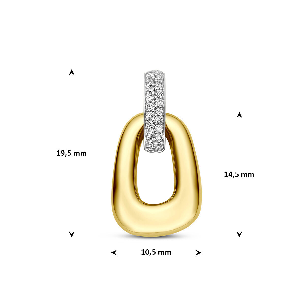 Hanger diamant 0.07ct h si 14K bicolor goud 14,5 mm