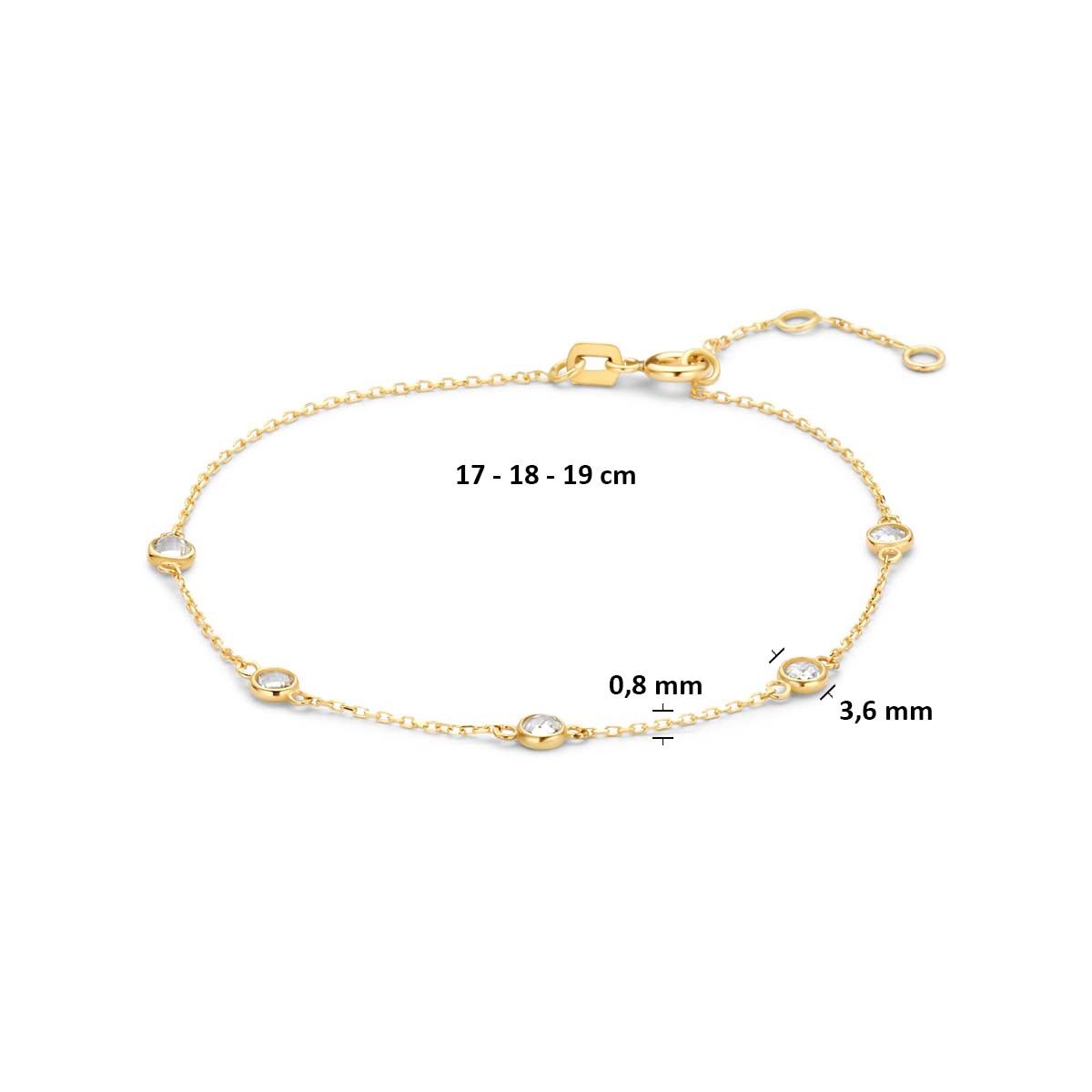 Armband zirkonia 9K geelgoud 17 - 18 - 19 cm