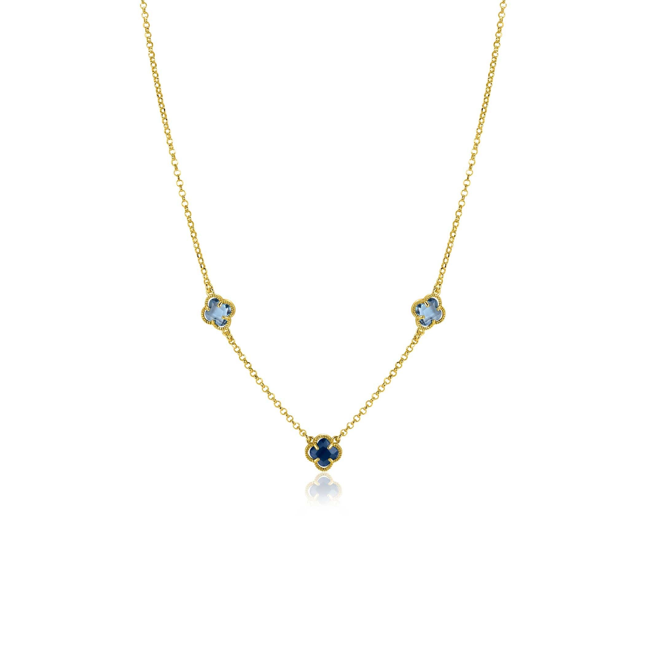 ZINZI Verguld Zilveren Ketting met Blauwe Zirkonia - ZIC2662B