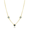 ZINZI gold plated zilveren schakelketting met twee lichtblauwe klavers en een donkerblauwe klaver 42-45cm ZIC2662B - PansiteNederland.nl