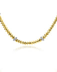 ZINZI gold plated zilveren vierkante schakel ketting 6mm breed afwisselend bezet met witte zirkonia's 45cm ZIC2678Y