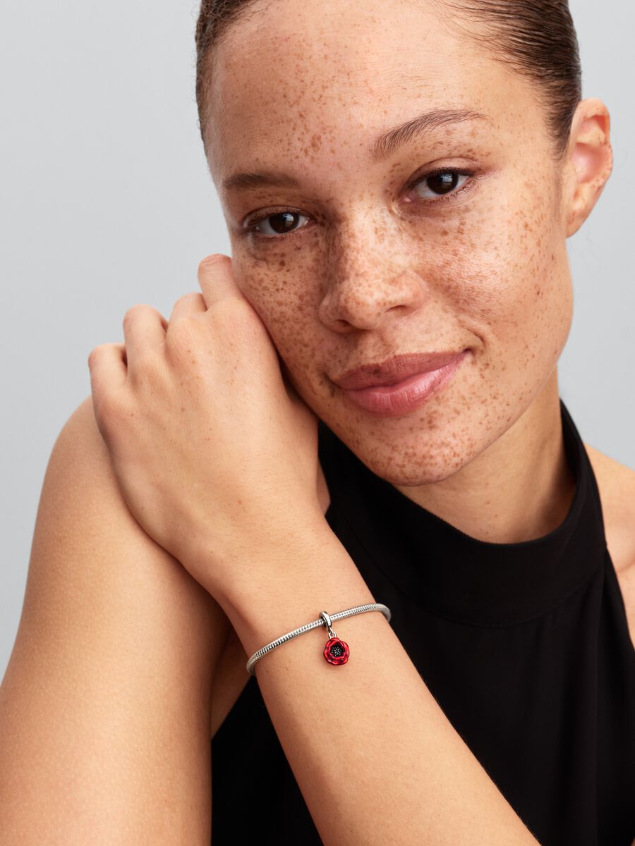 Pandora Rode Bloem Hangende Bedel zilver - 793917C01