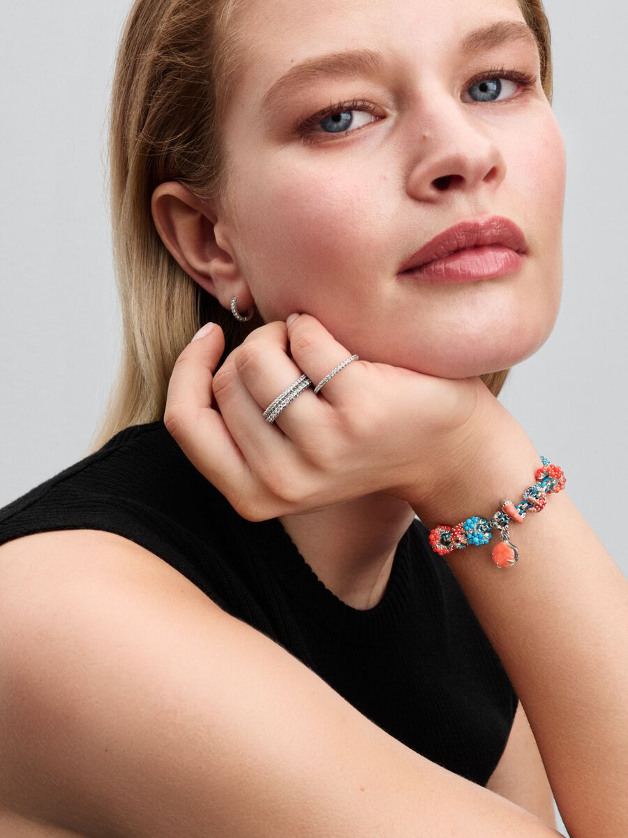 Pandora Koraalkleurige Schelp Dubbele Hangende Bedel zilver - 793821C01