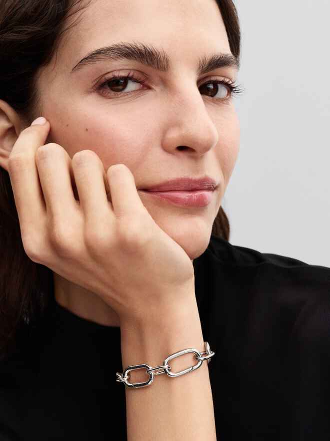 Pandora Schakelarmband met grote schakels zilver - 593854C00