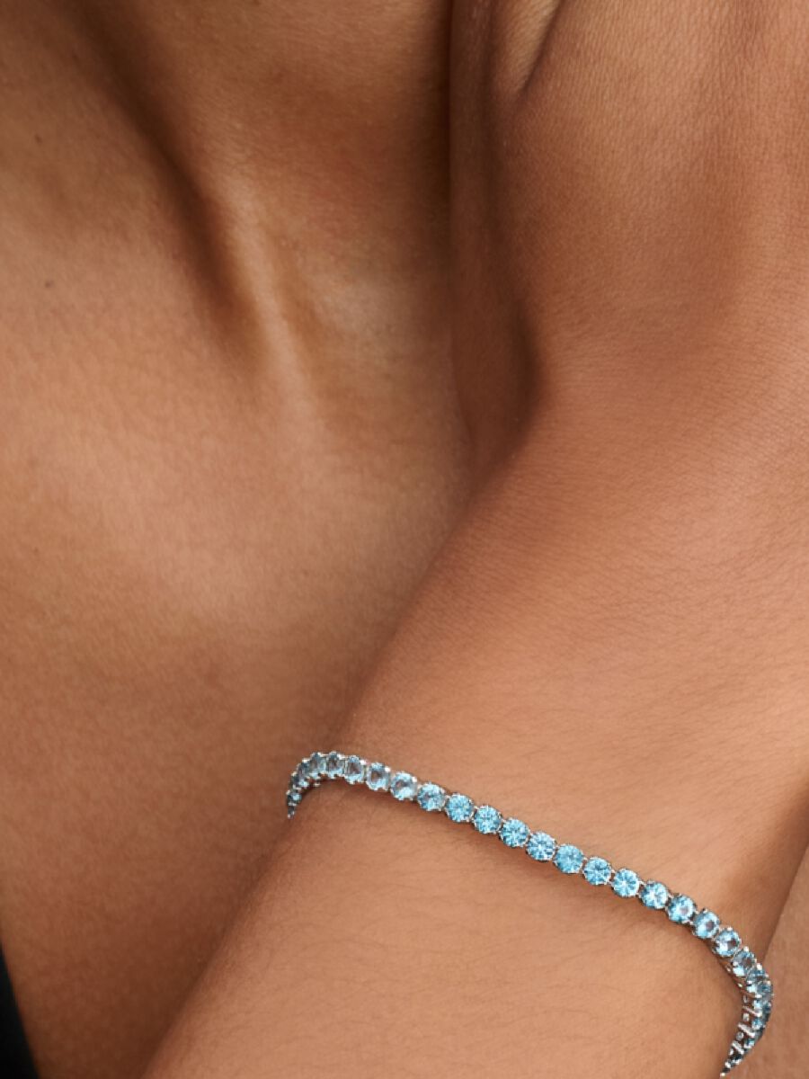 Pandora Sprankelende lichtblauwe tennisarmband zilver - 591469C03