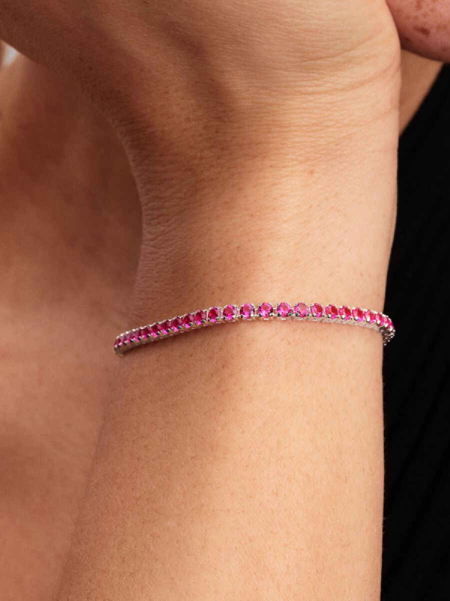 Pandora Sprankelende Roze Tennisarmband zilver - 591469C04