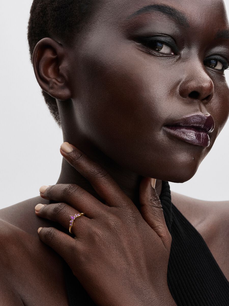 Pandora Disney Anna Tiara Ring 164135C01 – Verguld met Paarse Stenen