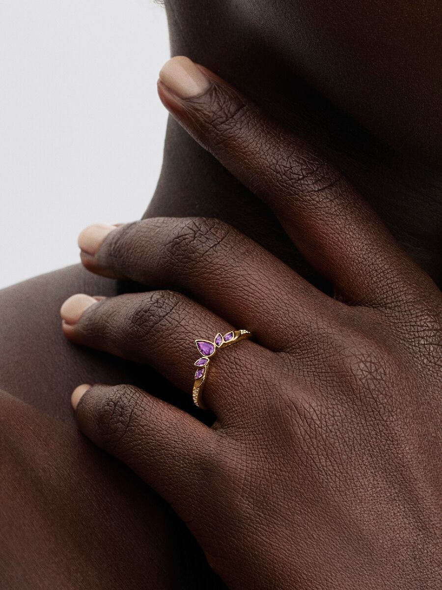 Pandora Disney Anna Tiara Ring 164135C01 – Verguld met Paarse Stenen