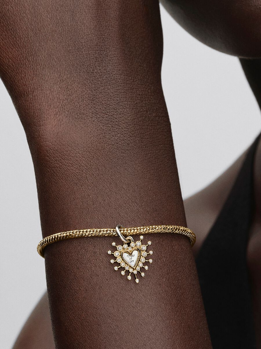 Pandora Stralend Hart Hangende Bedel 764141C01 – Verguld Zilver