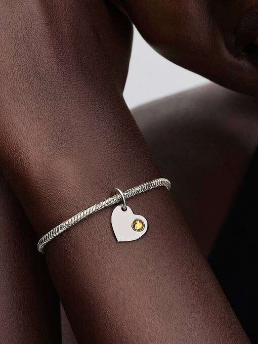 Pandora Graveerbare hart honingkleurige steen hangende bedel - 794295C11