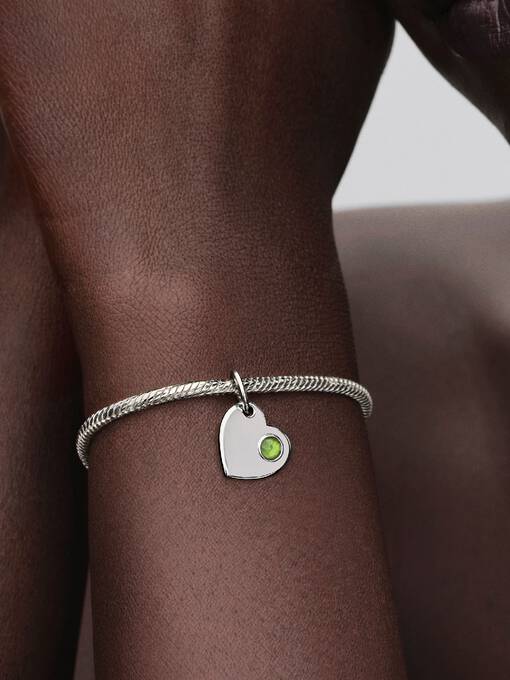 Pandora Augustus Graveerbare Hart Lentegroene Steen Hangende Bedel zilver - 794295C08