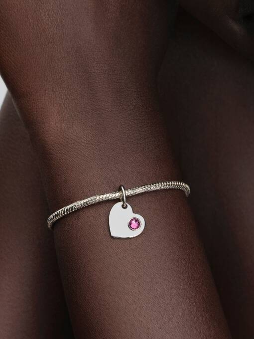 Pandora Graveerbare hart roze steen hangende bedel - 794295C10