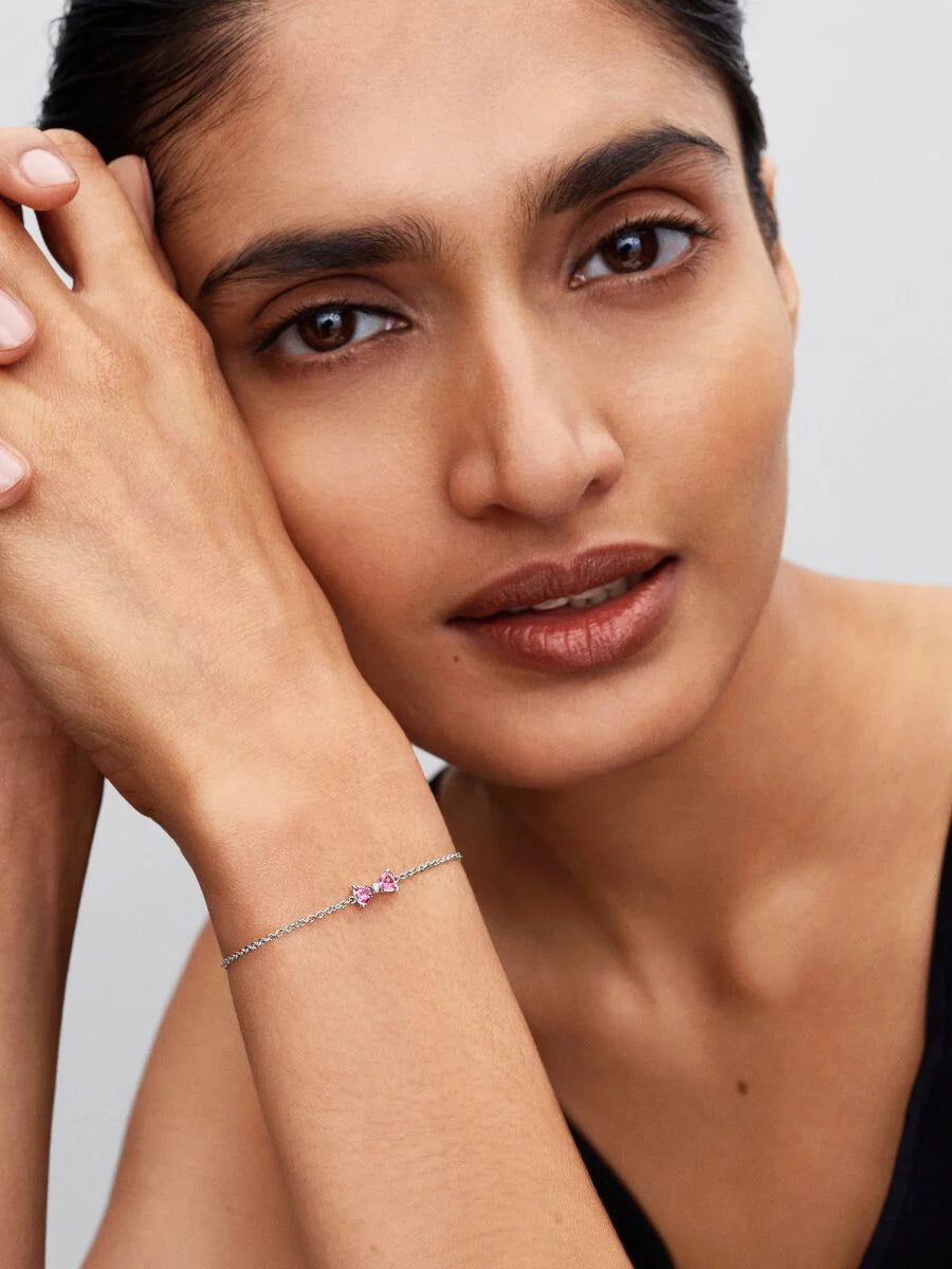 Pandora Schakelarmband 594234C01 – Zilver met Roze Zirkonia