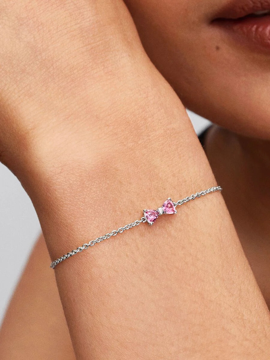 Pandora Schakelarmband 594234C01 – Zilver met Roze Zirkonia