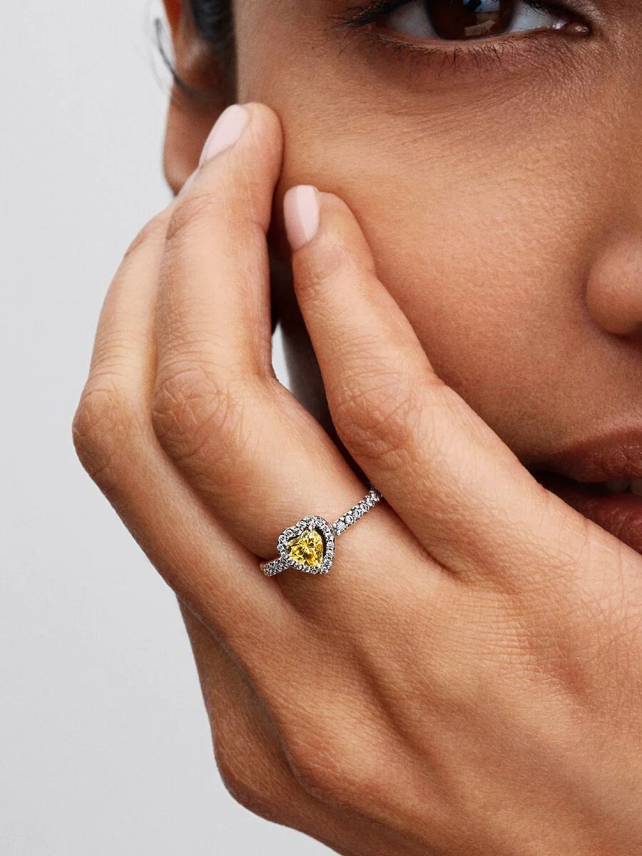 Pandora Hart Ring 198421C06 – Sterling Zilver met Gele Kristal