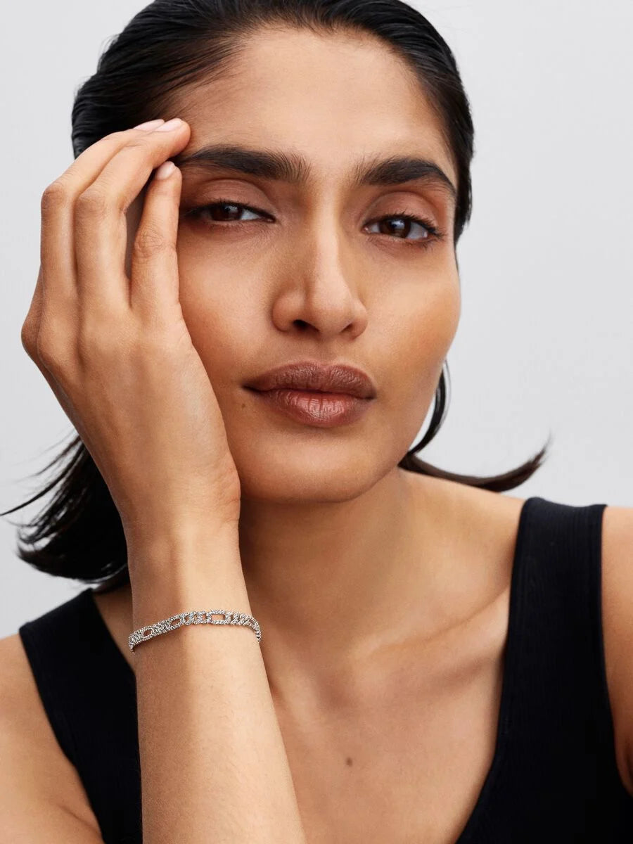 Pandora Cubaanse Schakelarmband 594227C01 – Zilver met Zirkonia