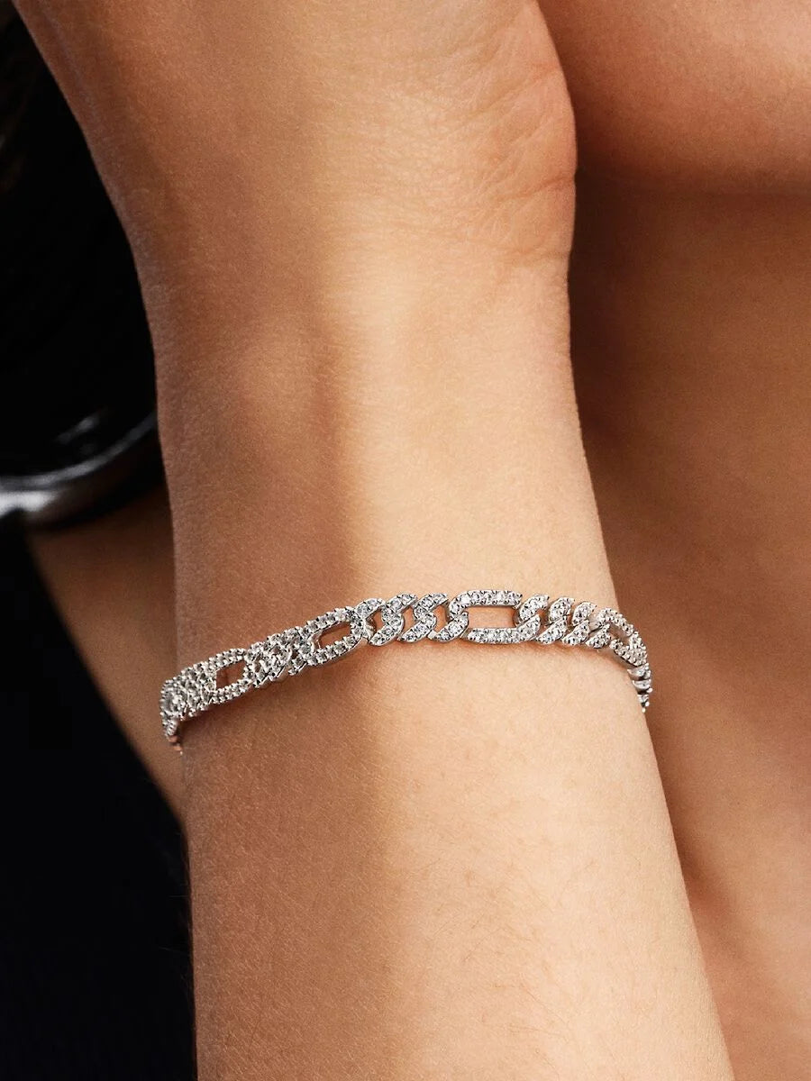 Pandora Cubaanse Schakelarmband 594227C01 – Zilver met Zirkonia