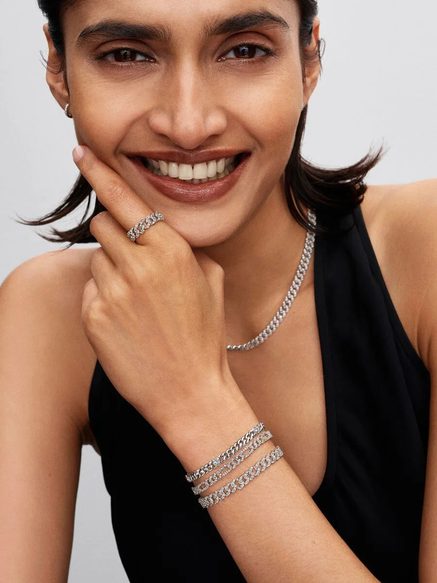 Pandora Cubaanse Schakelarmband 594226C01 – Zilver met Hartjes