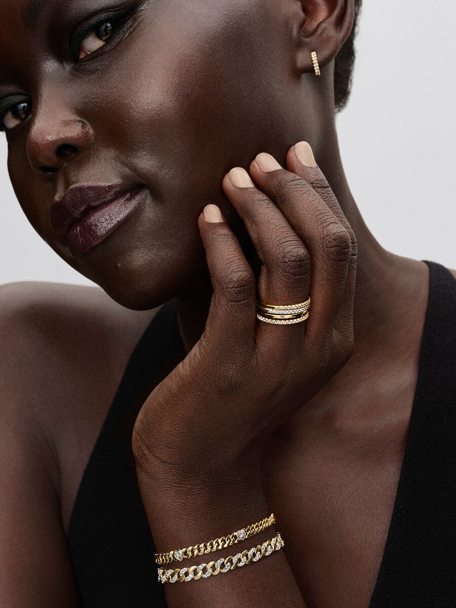 Pandora Cubaanse Schakelarmband 564226C01 – Verguld met Hartjes