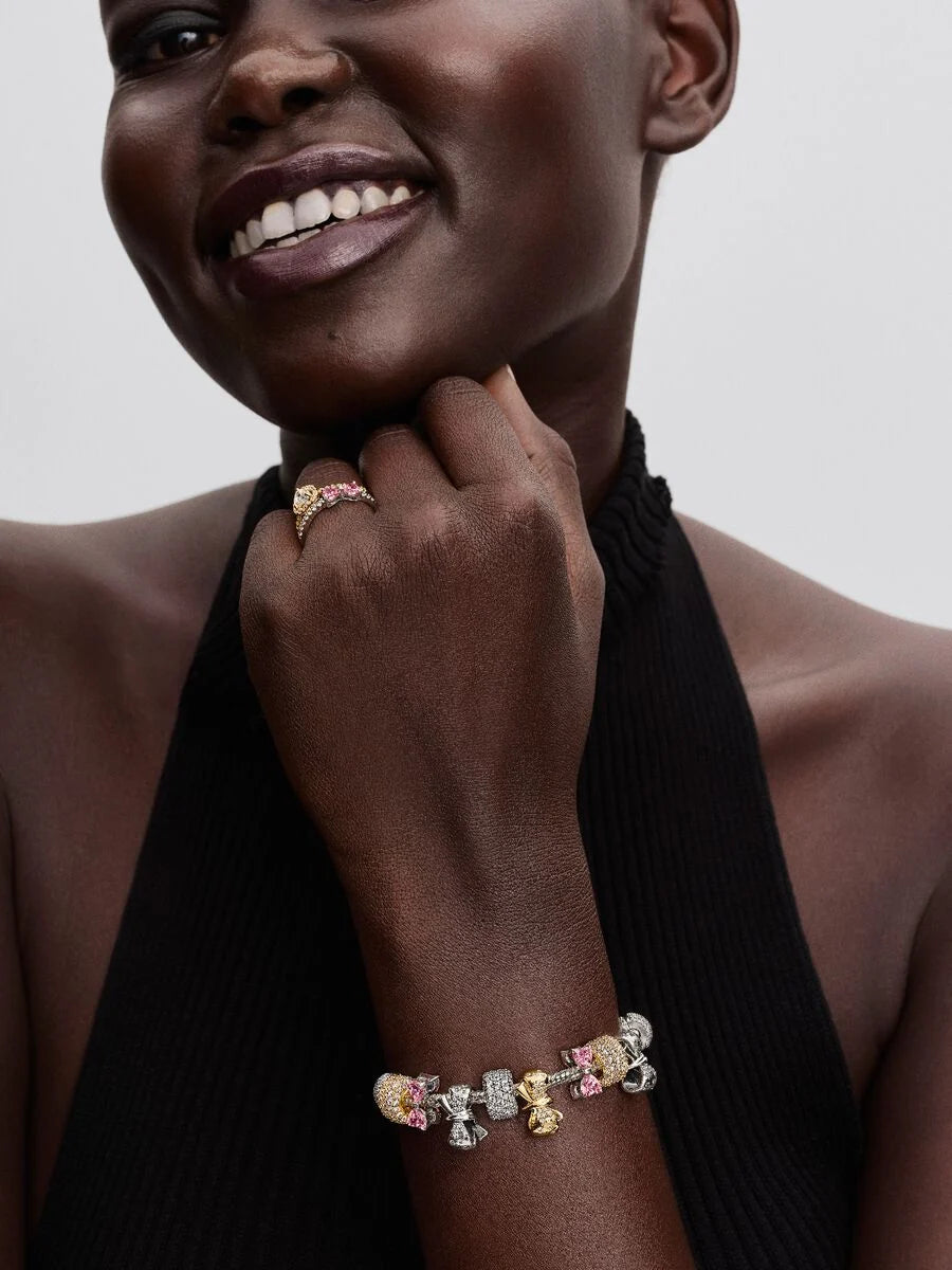 Pandora Snake-chain armband met facet geslepen schakels en hartsluiting 594236C00